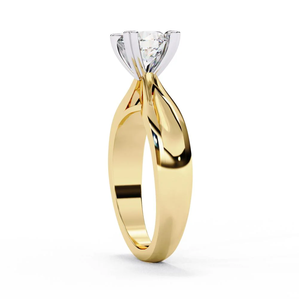 Round Solitaire Thick Band Engagement Ring - Image 7