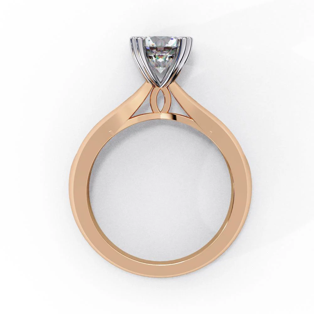 Round Solitaire Thick Band Engagement Ring - Image 8