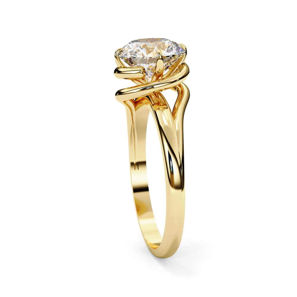 Round Solitaire Wave Style Engagement Ring - Image 7