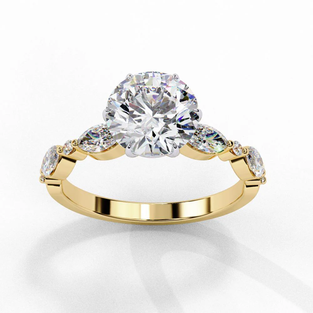 Round Solitaire With Accent Engagement Ring - Image 5