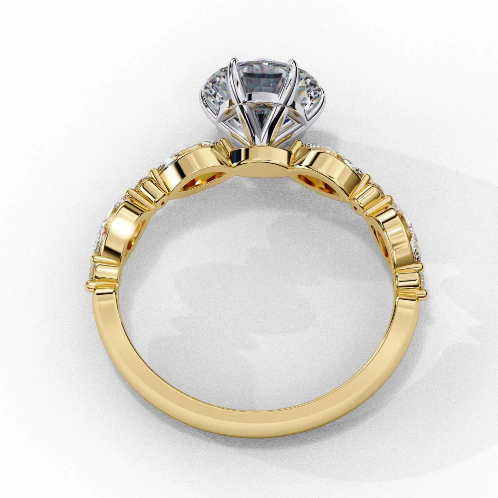 Round Solitaire With Accent Engagement Ring - Image 6