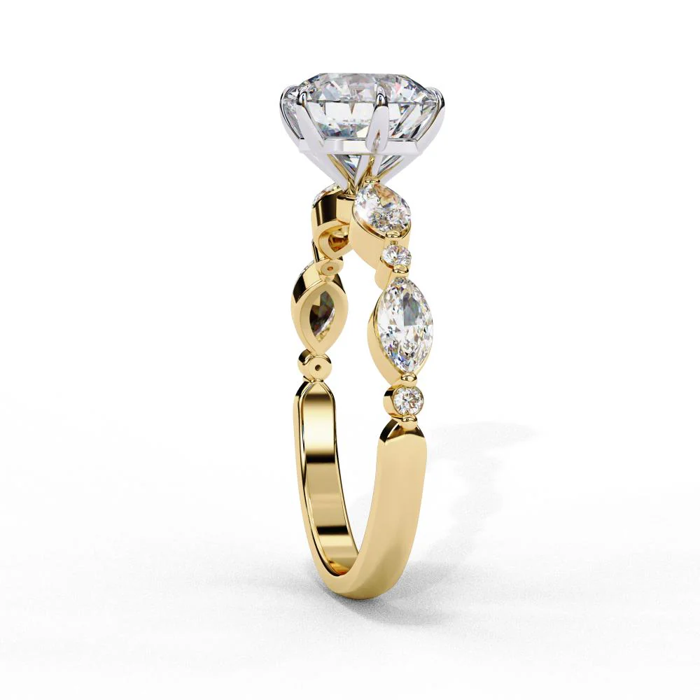 Round Solitaire With Accent Engagement Ring - Image 7