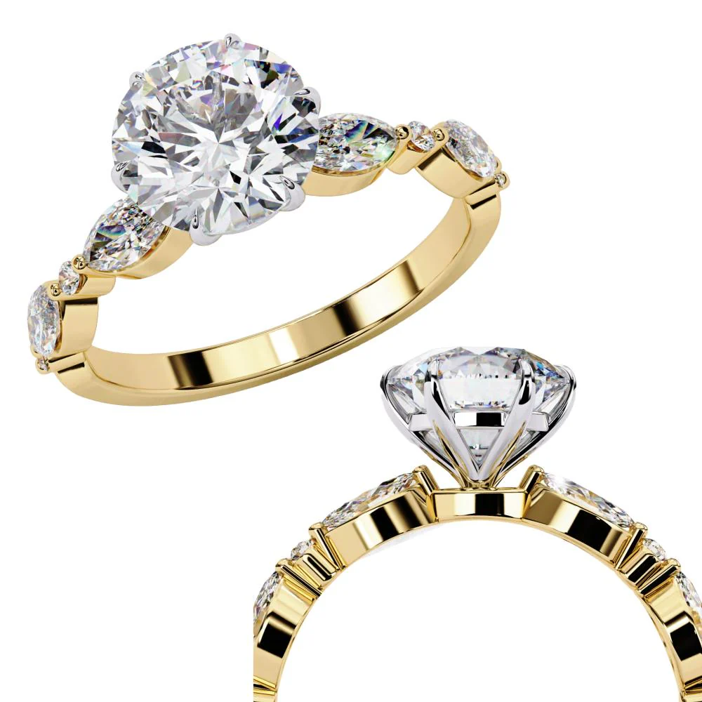 Round Solitaire With Accent Engagement Ring - Image 8