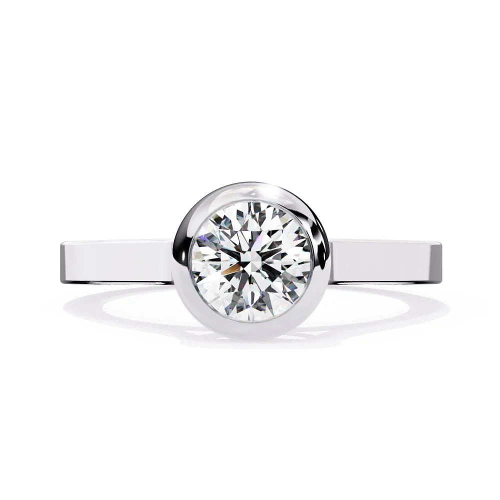 Round Solitaire with Bezel Set Engagement ring - Image 3