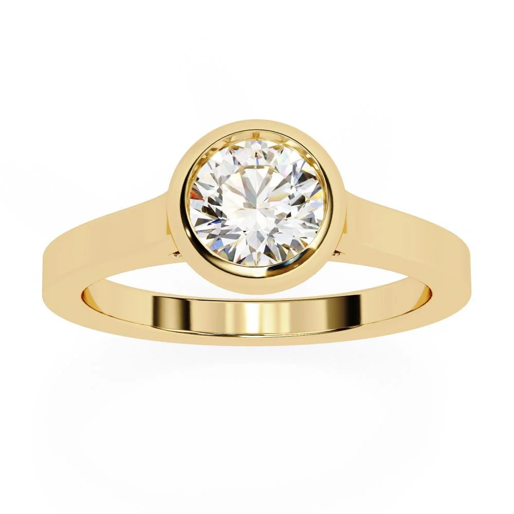 Round Solitaire with Bezel Set Engagement ring - Image 5