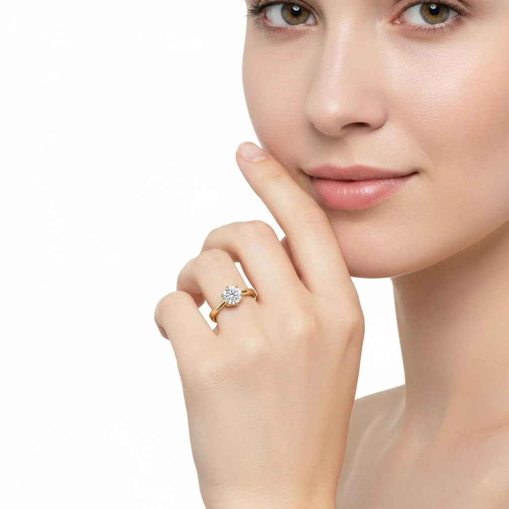 Round Solitaire with Unique Style Engagement Ring - Image 4