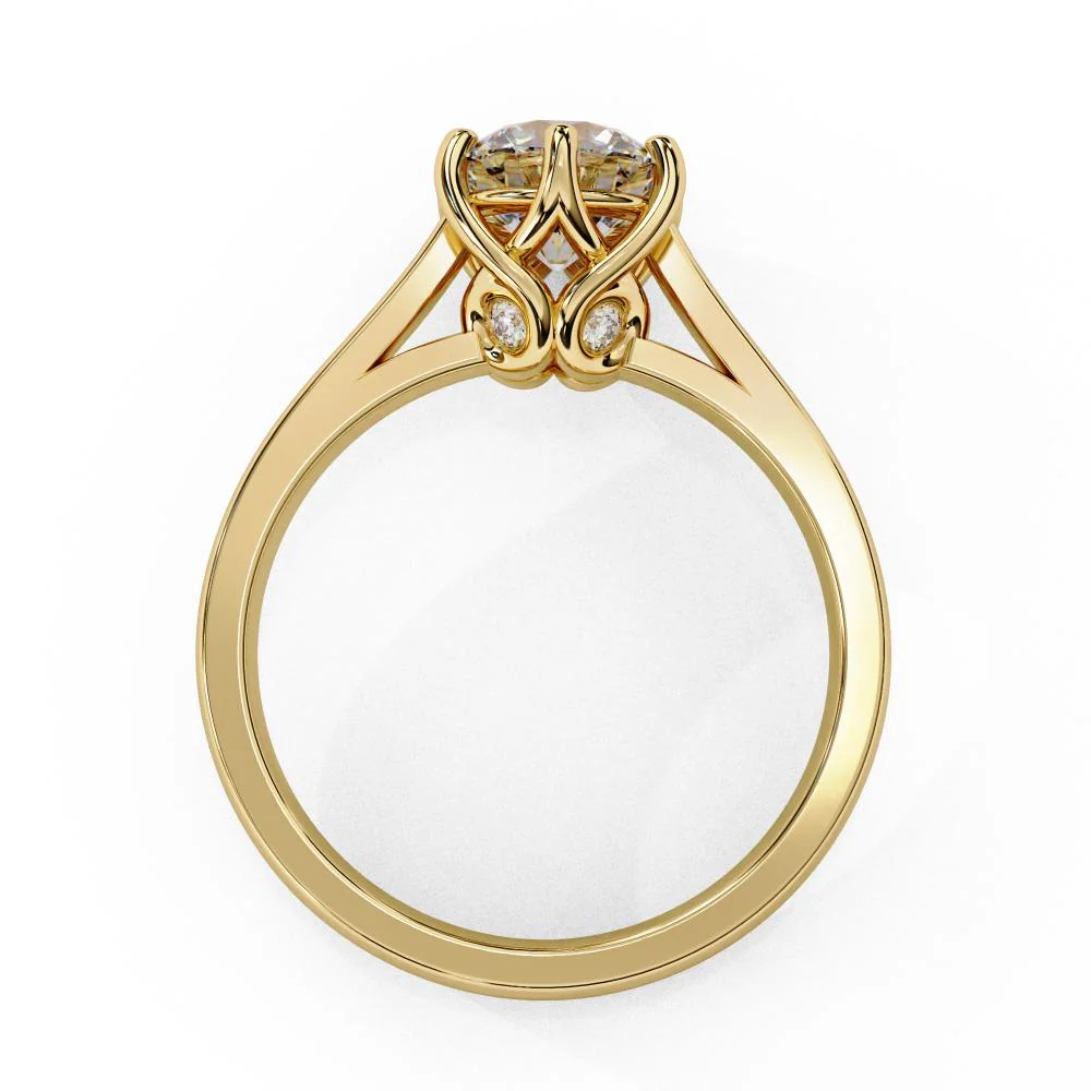 Round Solitaire with Unique Style Engagement Ring - Image 6