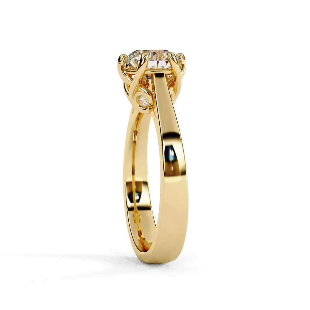 Round Solitaire with Unique Style Engagement Ring - Image 7