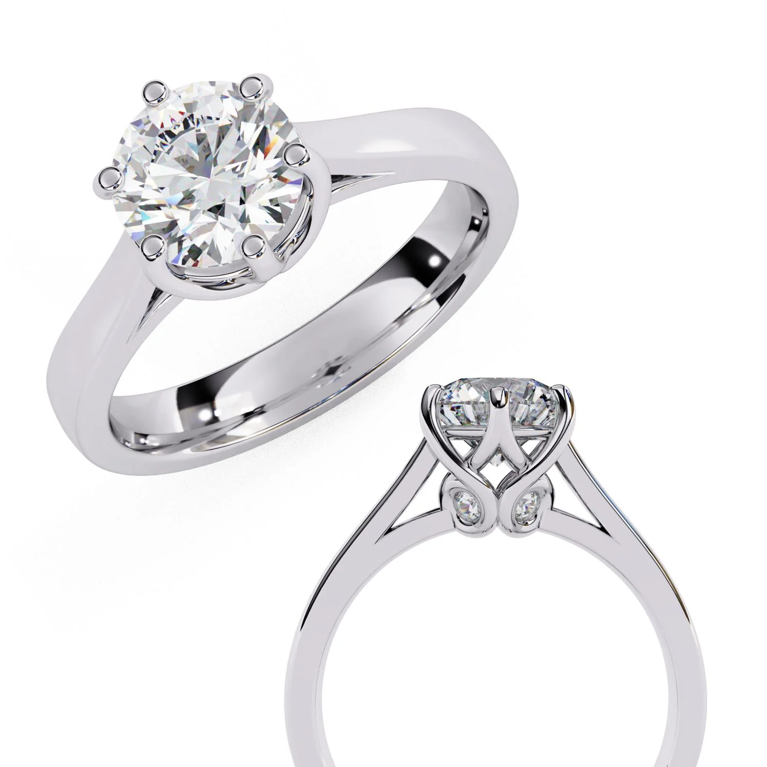 Round Solitaire with Unique Style Engagement Ring - Image 8