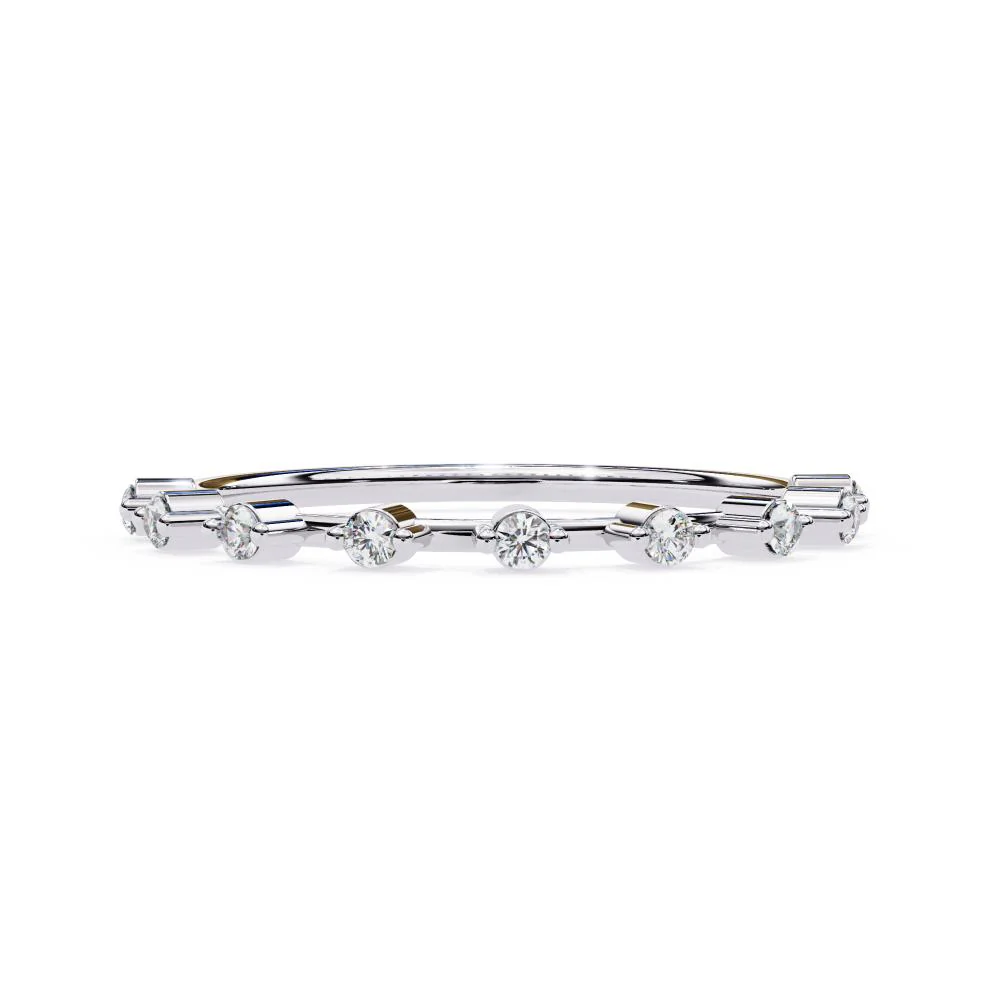 Round Space Prong Half Eternity Wedding Band - Image 3