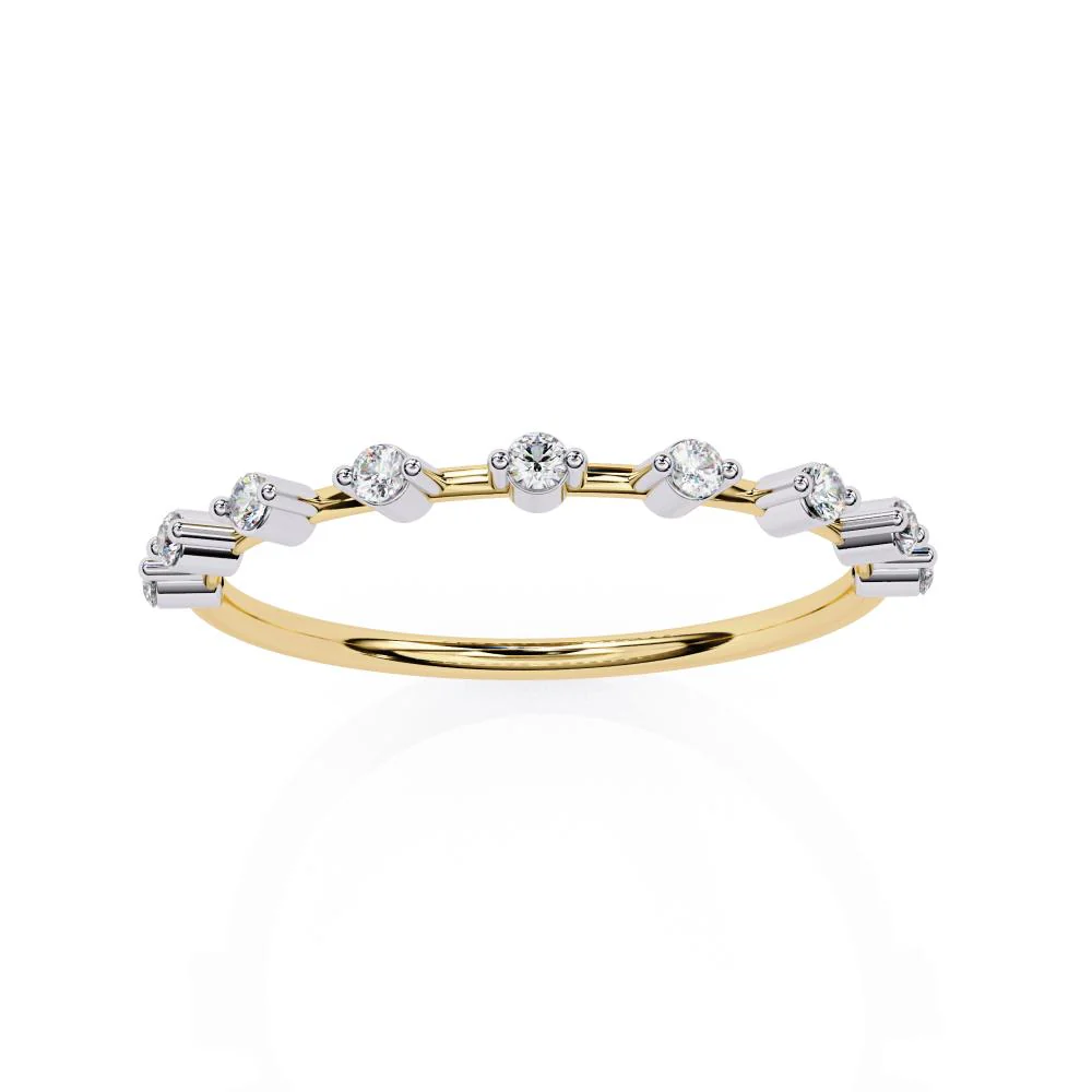 Round Space Prong Half Eternity Wedding Band - Image 5