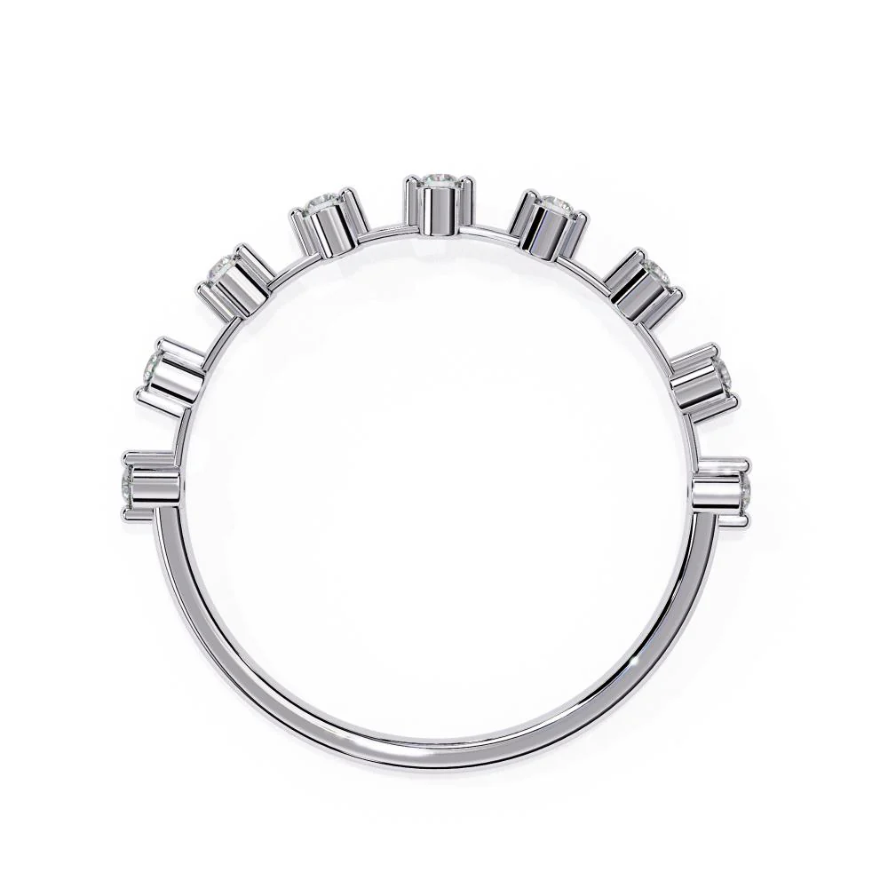 Round Space Prong Half Eternity Wedding Band - Image 8