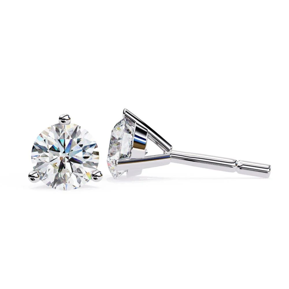 Round Three Claw Prong Stud Earrings - Image 3