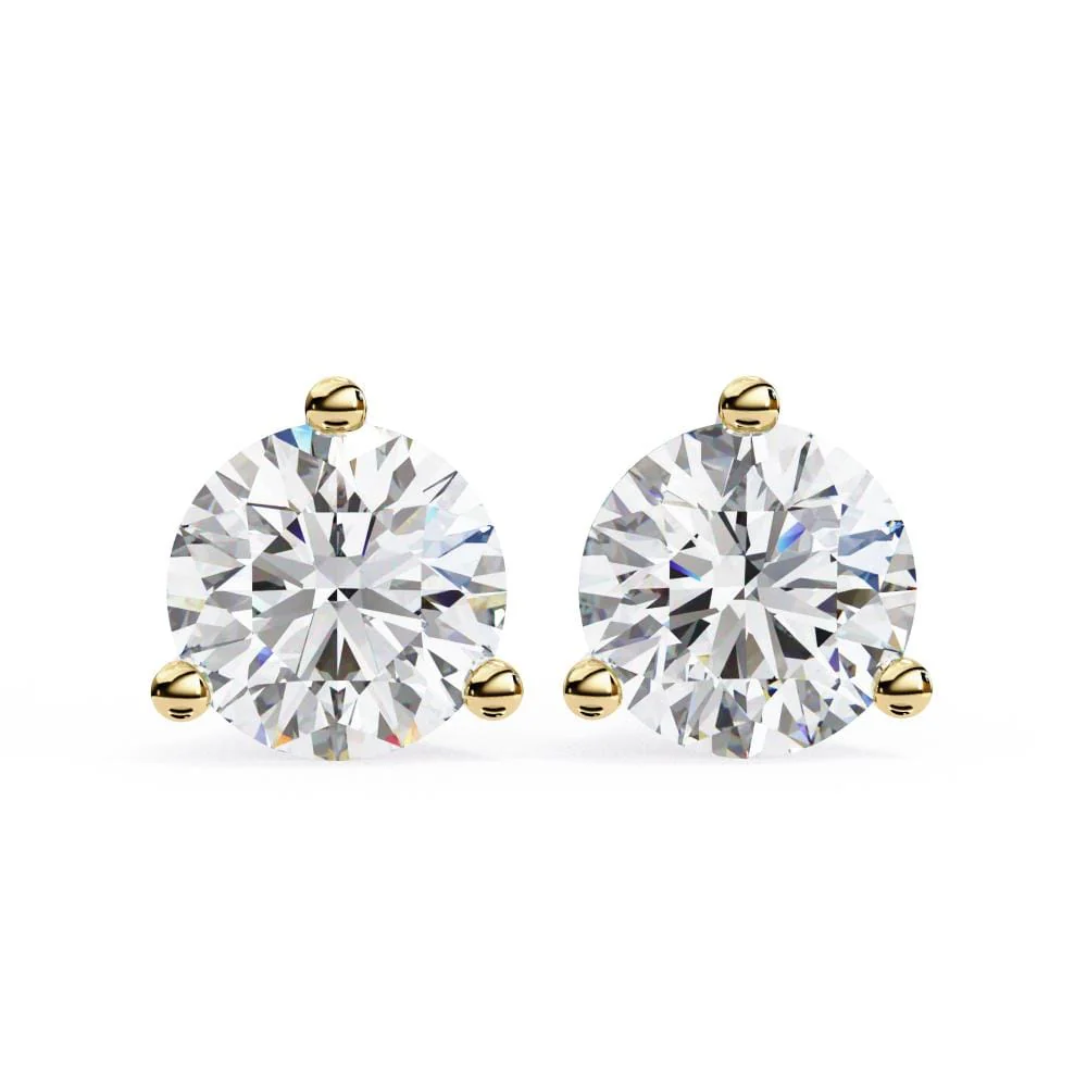 Round Three Claw Prong Stud Earrings - Image 5