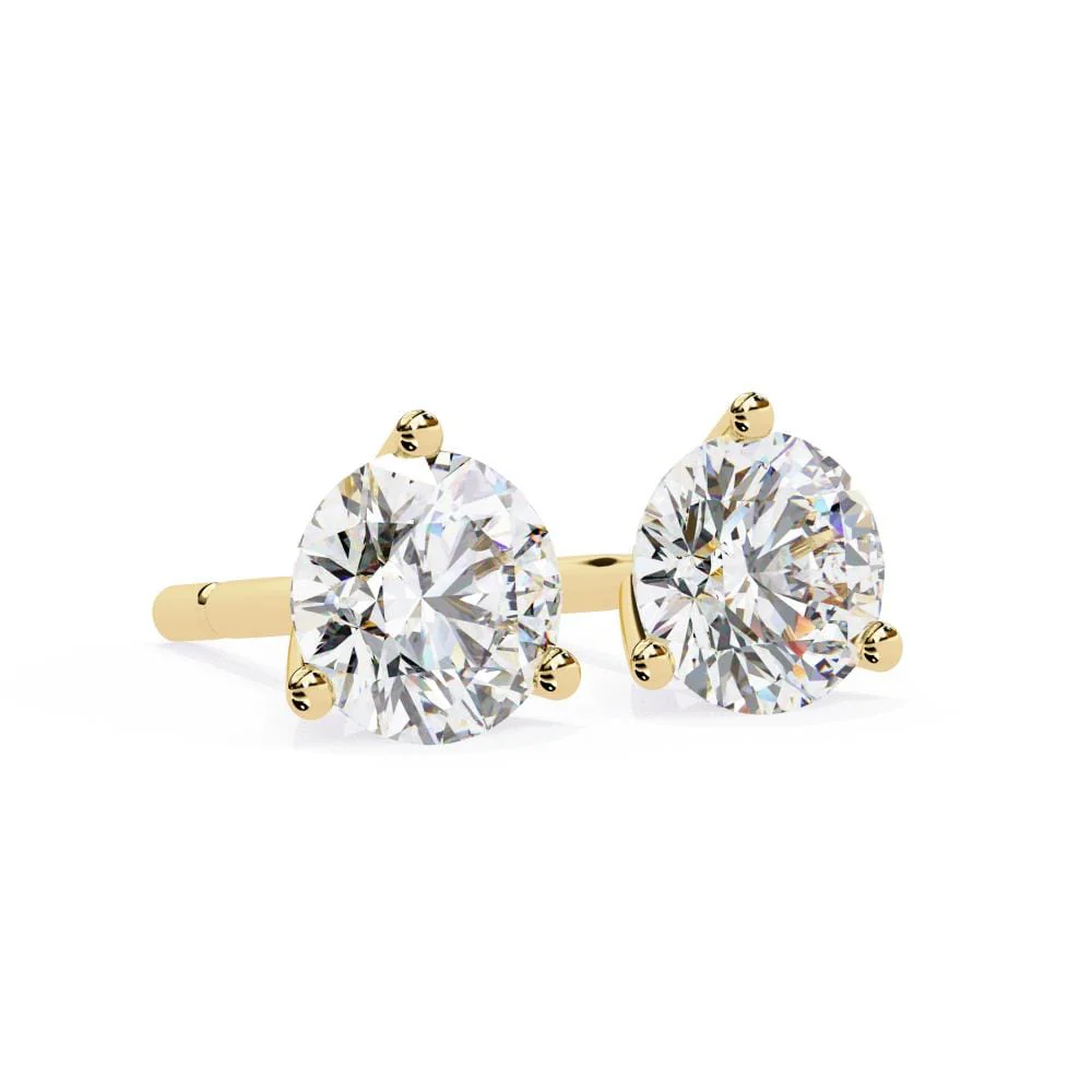 Round Three Claw Prong Stud Earrings - Image 6