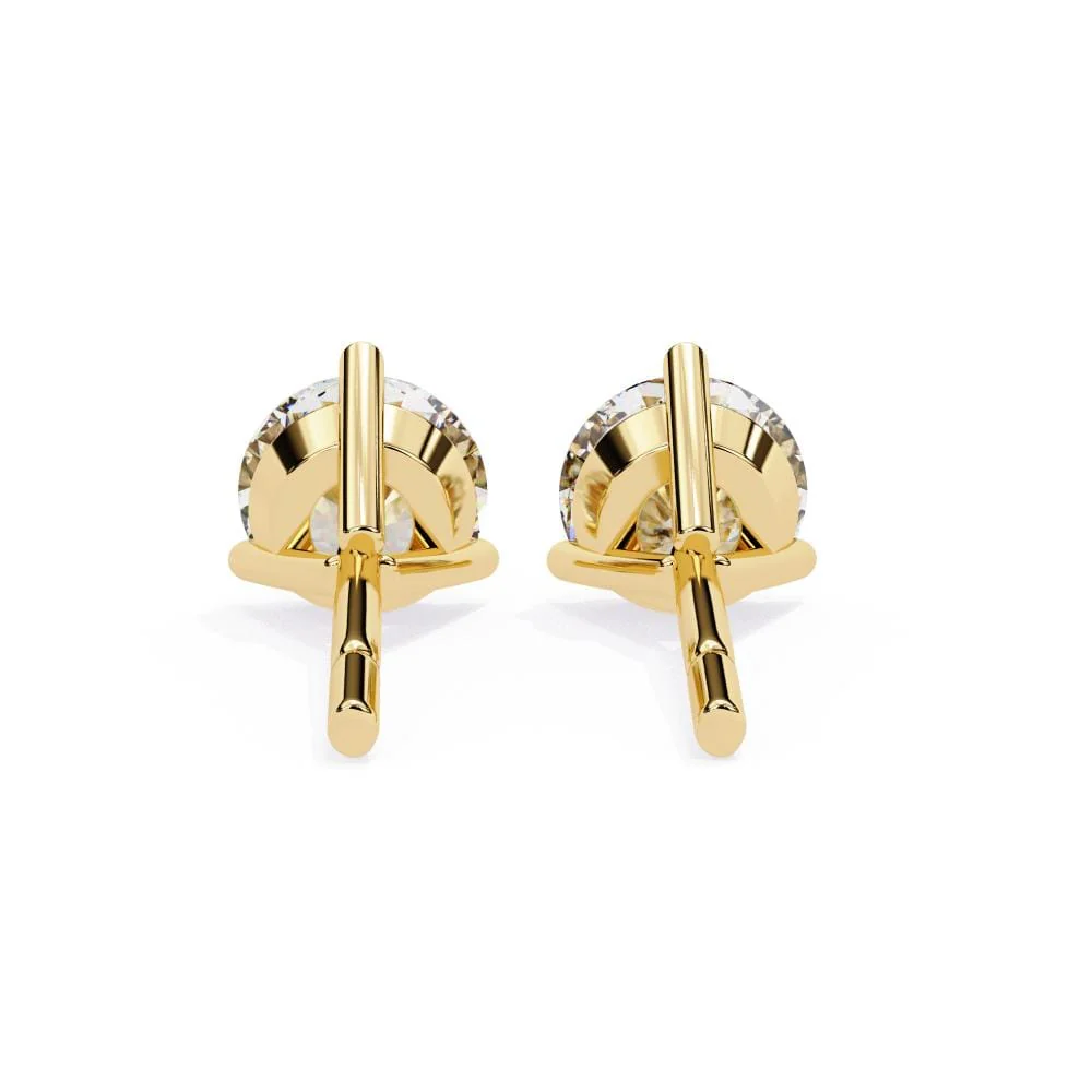 Round Three Claw Prong Stud Earrings - Image 7