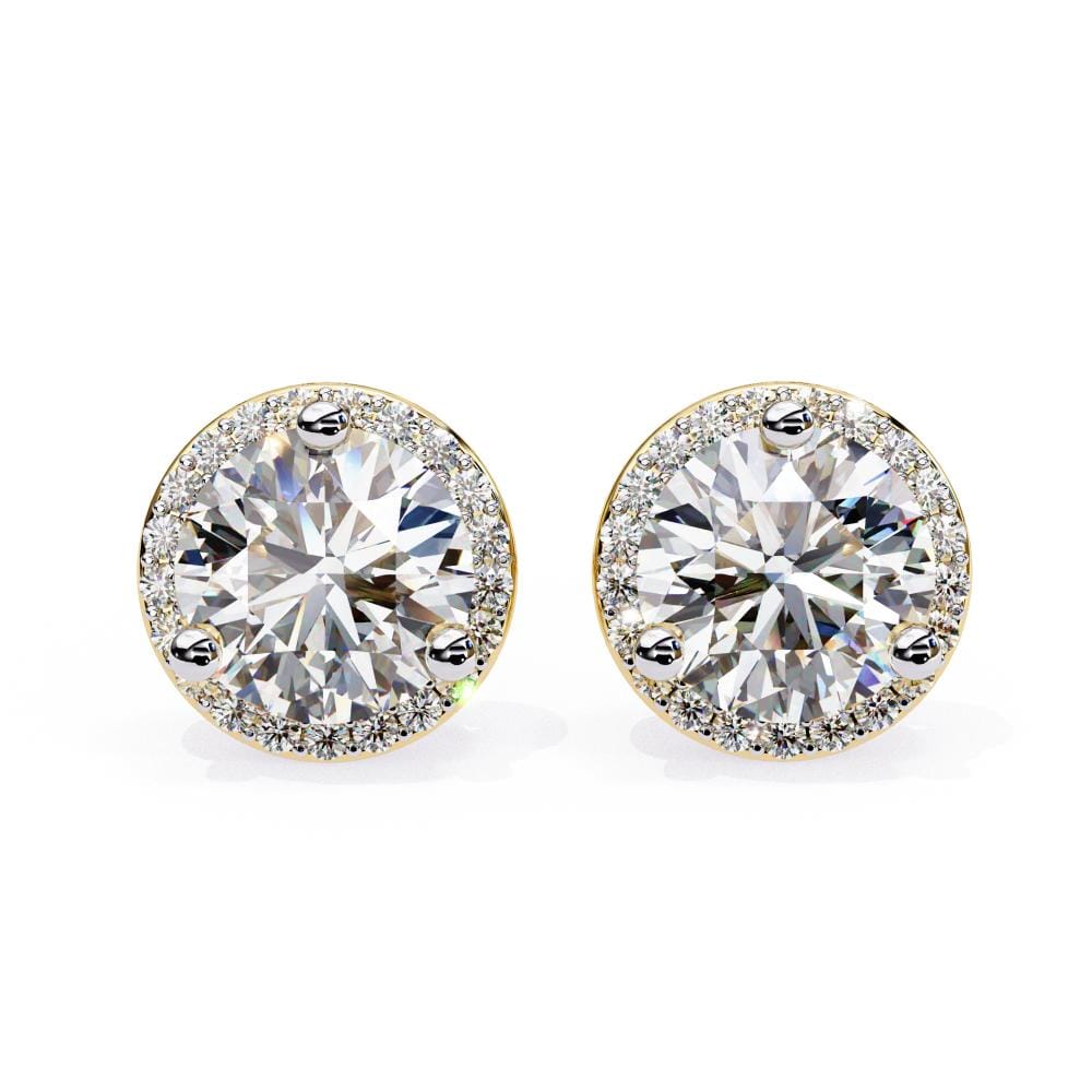 Round Three Prong Set Halo Stud Earrings - Image 5