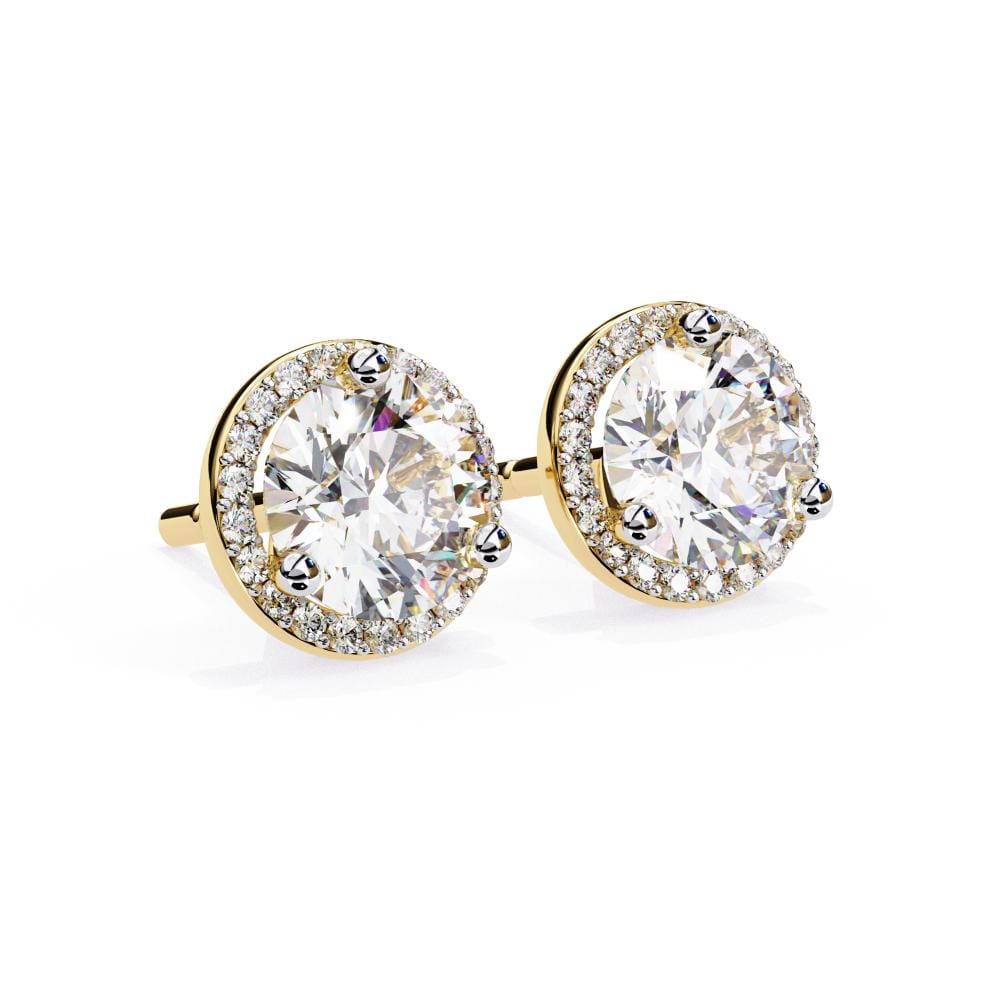 Round Three Prong Set Halo Stud Earrings - Image 6