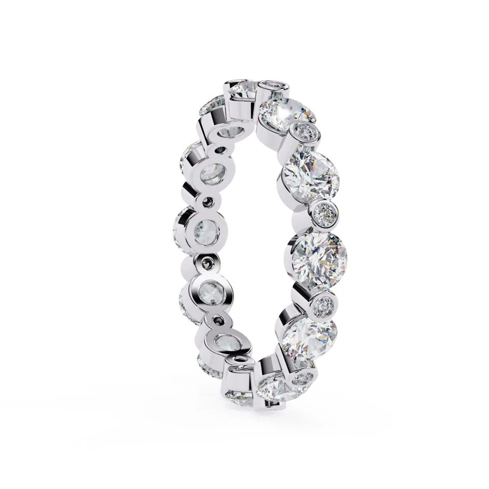 Round Unique Prong Full Eternity Wedding Band - Image 8