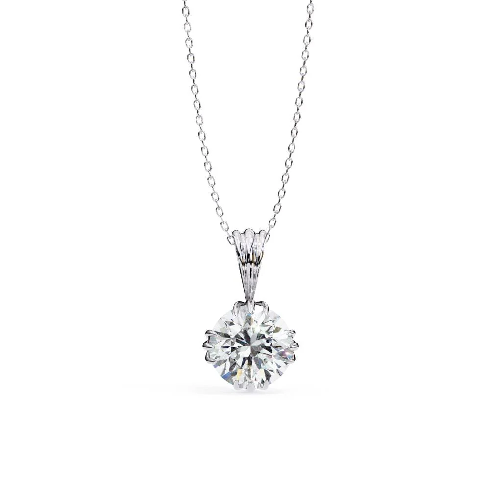 Round Unique Prong Pendant with Chain - Image 3