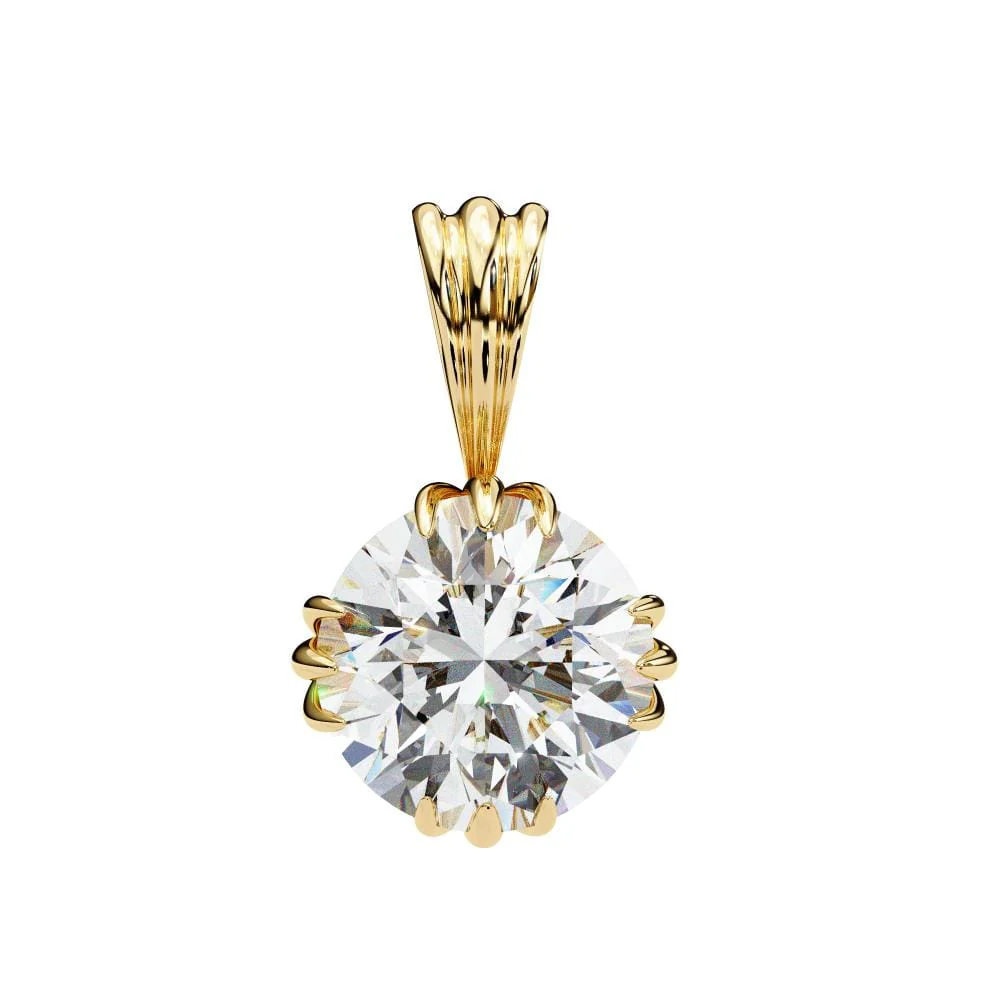 Round Unique Prong Pendant with Chain - Image 5
