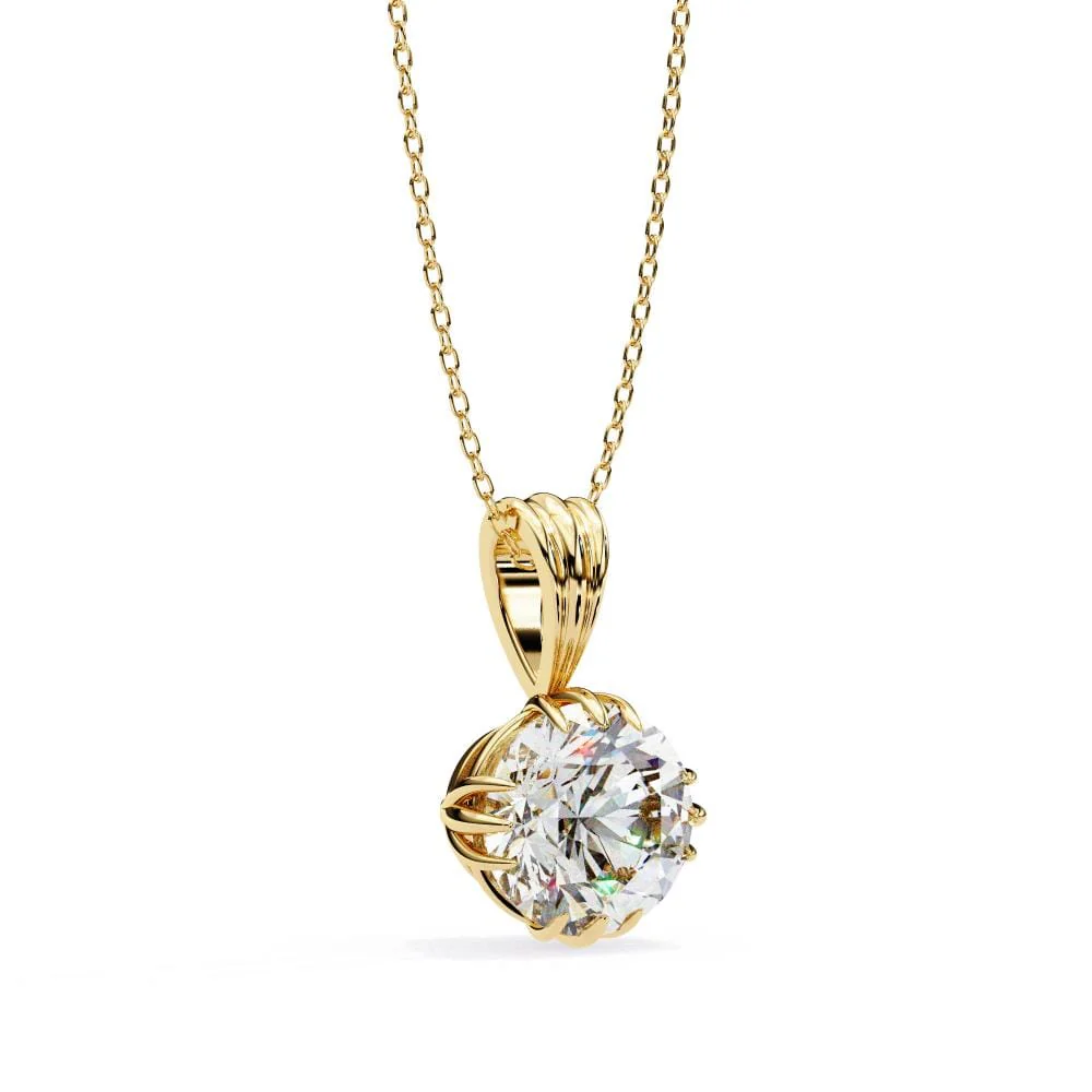 Round Unique Prong Pendant with Chain - Image 6