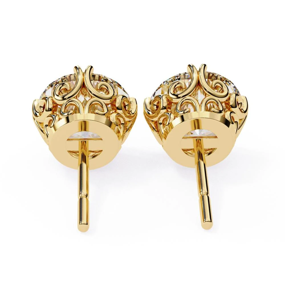 Round Vintage Style Stud Earrings - Image 7