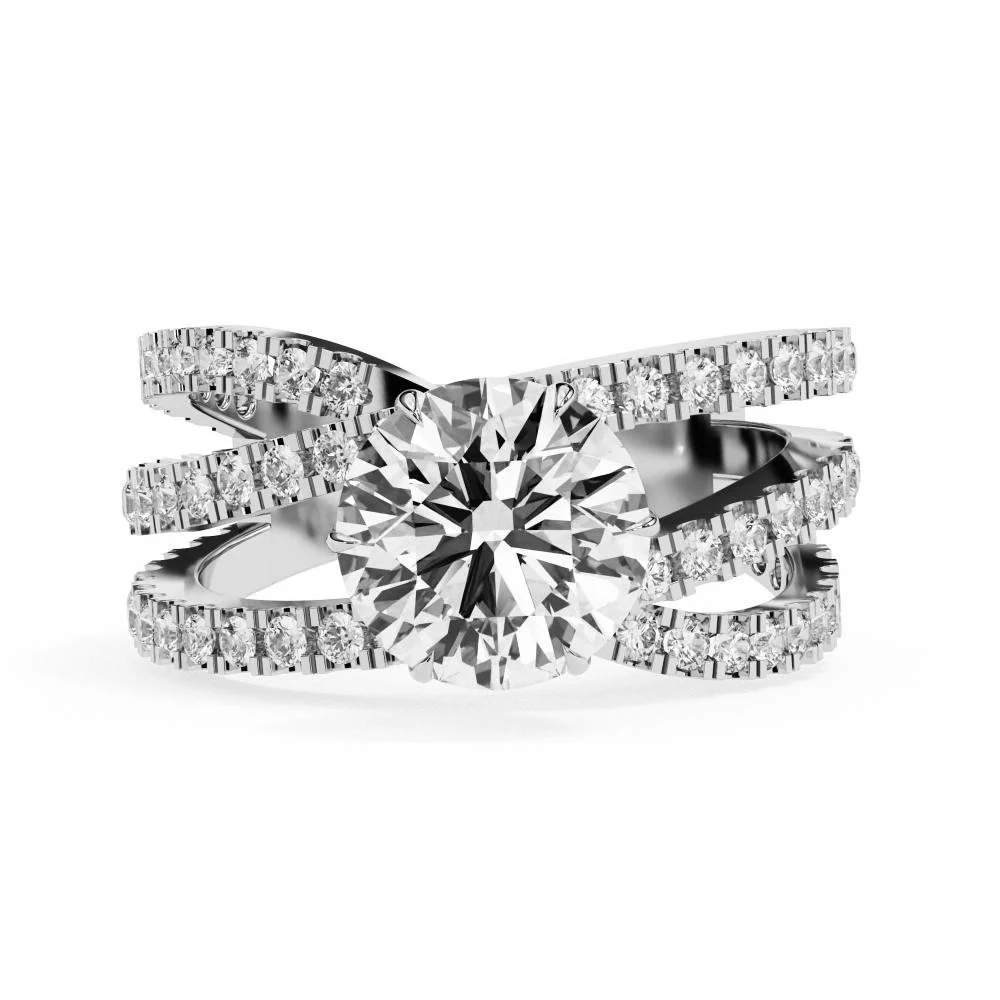 Round Vintage Style With Three Cross Engagement ring - Image 3
