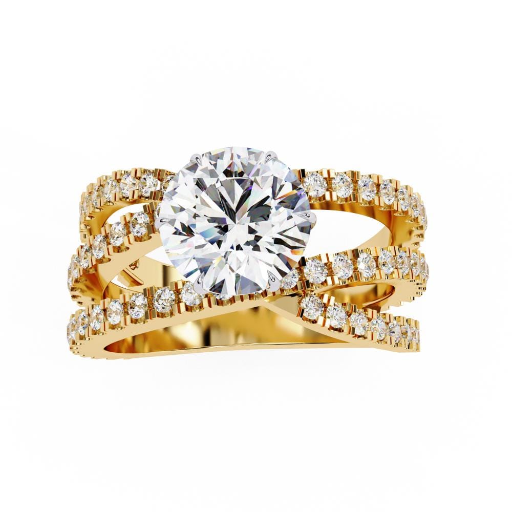Round Vintage Style With Three Cross Engagement ring - Image 5