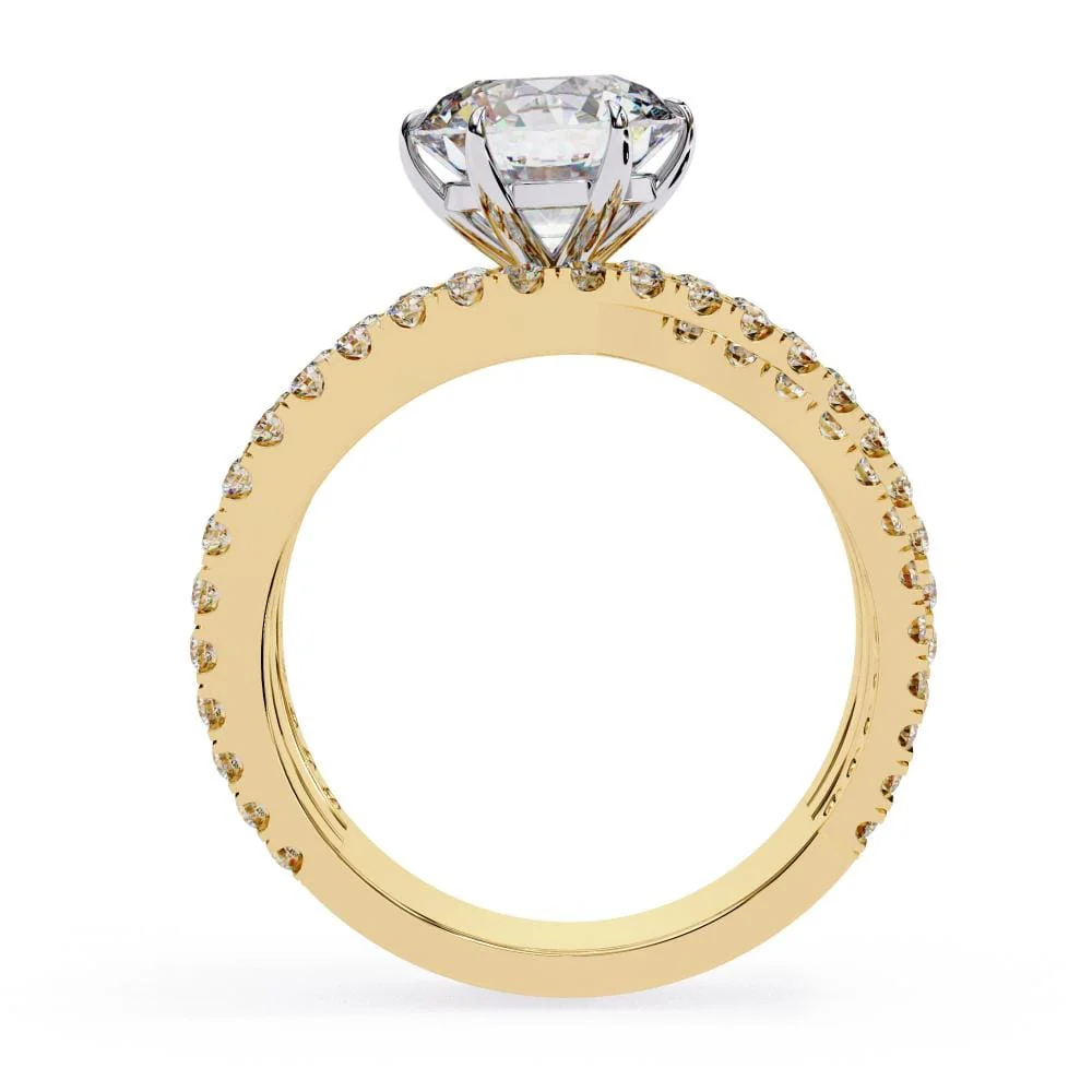 Round Vintage Style With Three Cross Engagement ring - Image 6