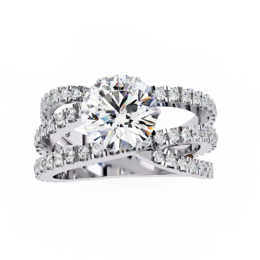 Round Vintage Style With Three Cross Engagement ring - Image 8