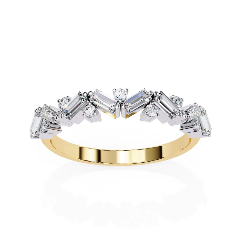 Spiral Baguette & Round Half Eternity Wedding Band - Image 5