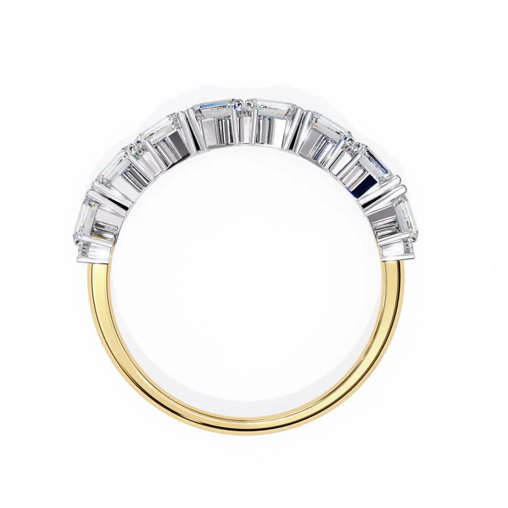 Spiral Baguette & Round Half Eternity Wedding Band - Image 6