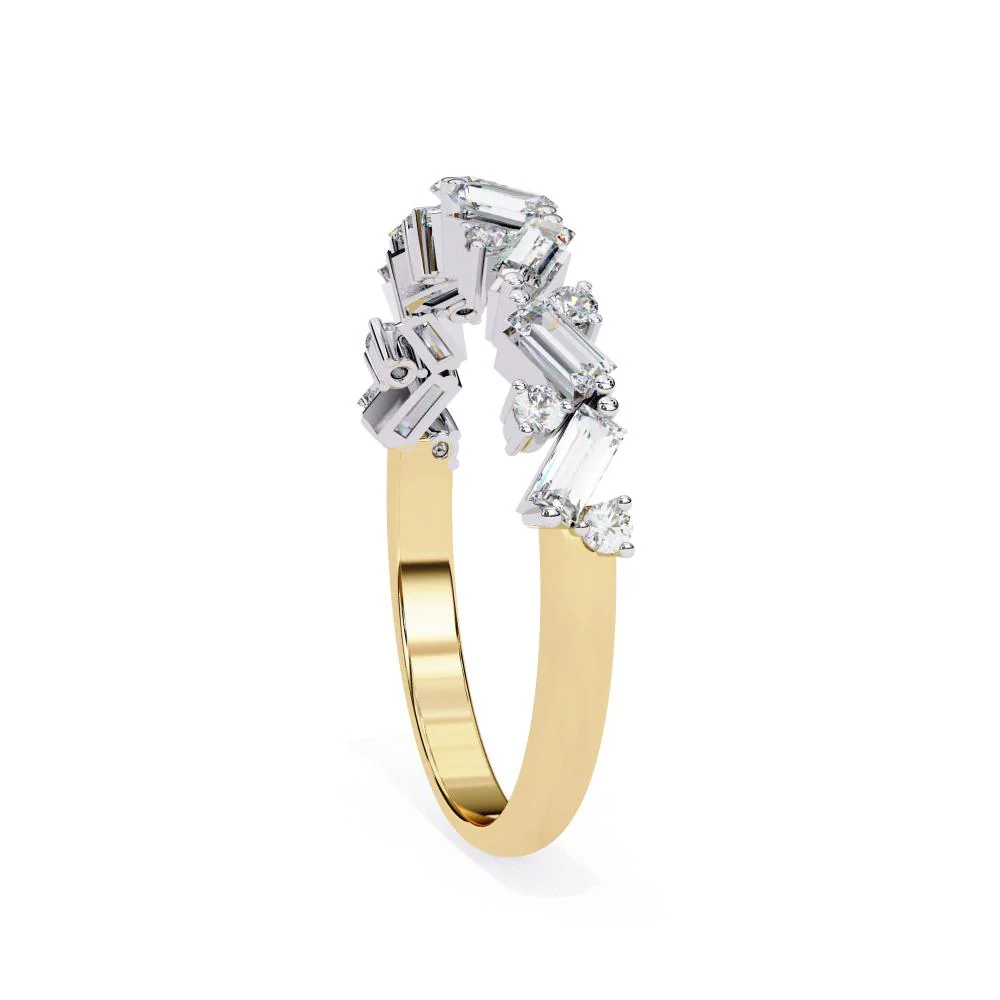Spiral Baguette & Round Half Eternity Wedding Band - Image 7