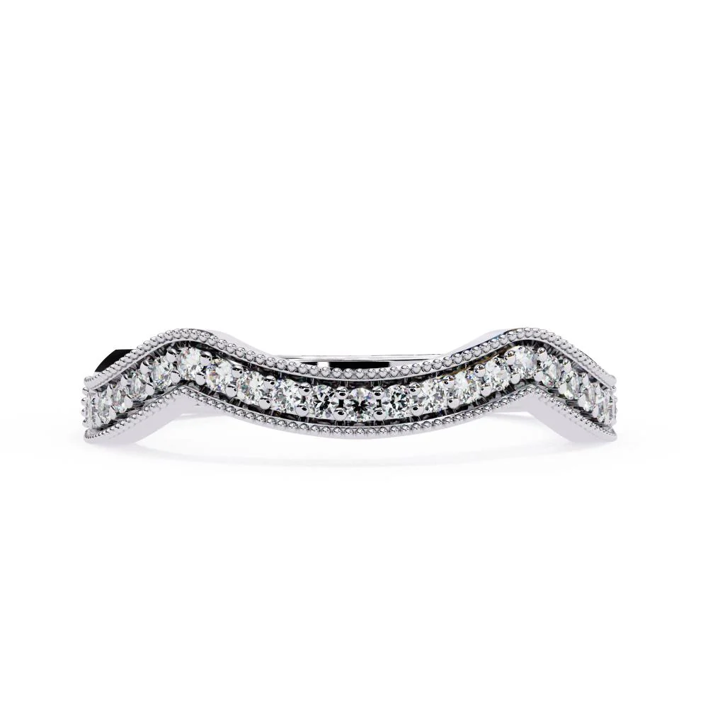 Spiral Milgrain Half Eternity Wedding Band - Image 3