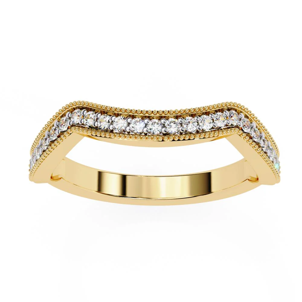 Spiral Milgrain Half Eternity Wedding Band - Image 5