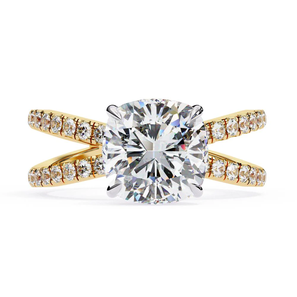 Cushion Split Shank Engagement Ring
