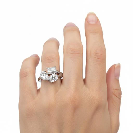 Three stone toi et moi Ring Oval, Pear, Emerald - Image 4