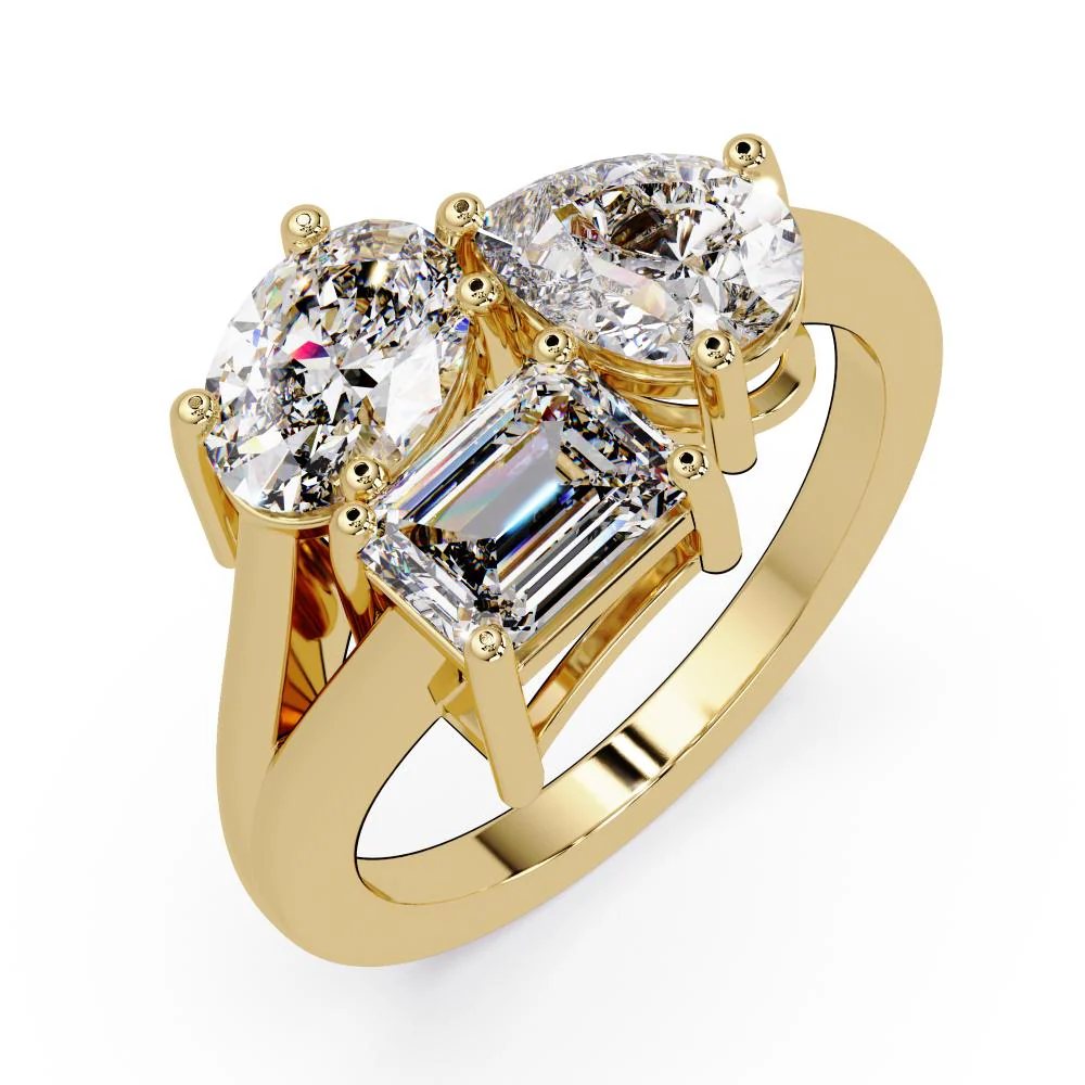 Three stone toi et moi Ring Oval, Pear, Emerald - Image 7