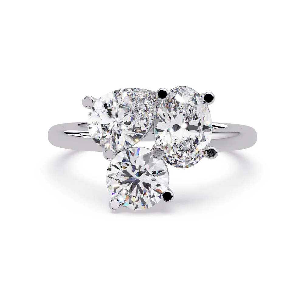 Toi et moi ring 3 stone Oval, Pear, Round - Image 3