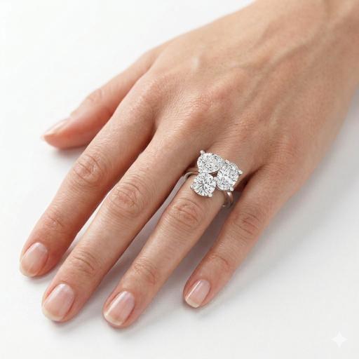 Toi et moi ring 3 stone Oval, Pear, Round - Image 5