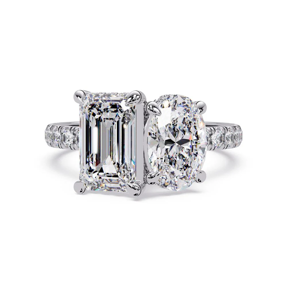 Toi et Moi Ring with Pave Band - Image 3