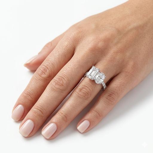 Toi et Moi Ring with Pave Band - Image 4