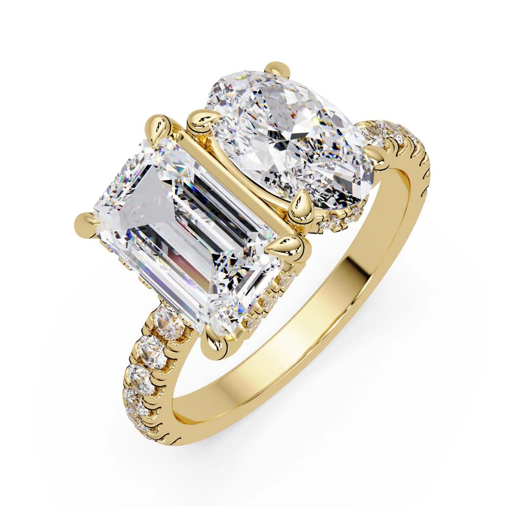 Toi et Moi Ring with Pave Band - Image 7