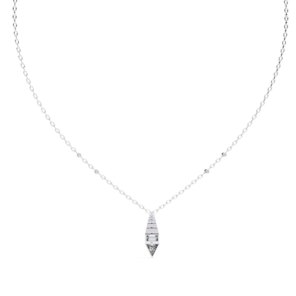 Triangle & Baguette Designer Pendant with Chain - Image 3