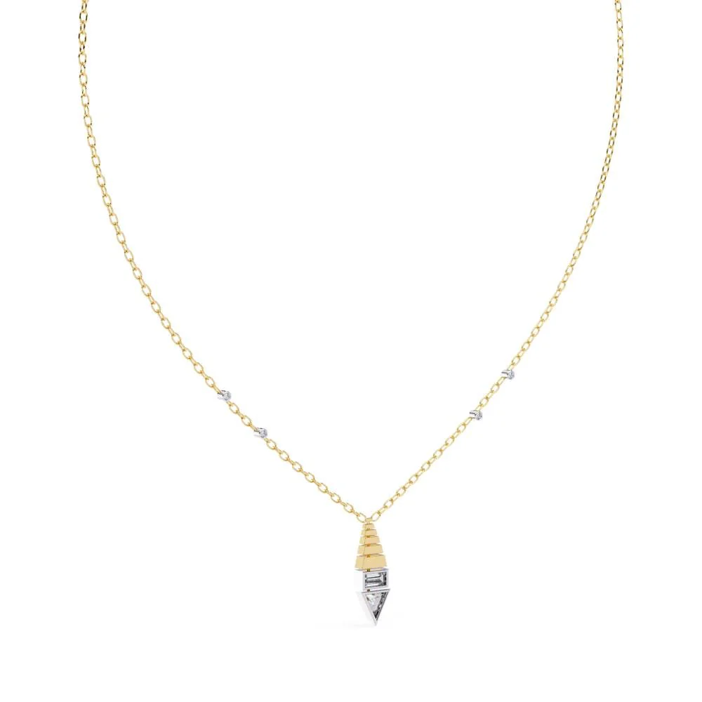 Triangle & Baguette Designer Pendant with Chain - Image 6