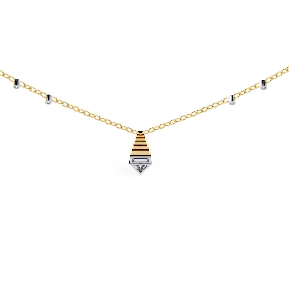 Triangle & Baguette Designer Pendant with Chain - Image 7