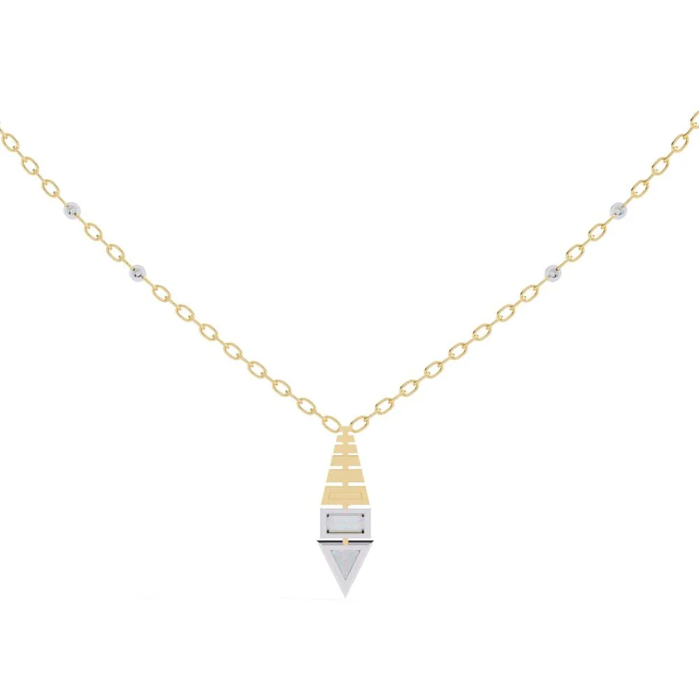 Triangle & Baguette Designer Pendant with Chain - Image 8