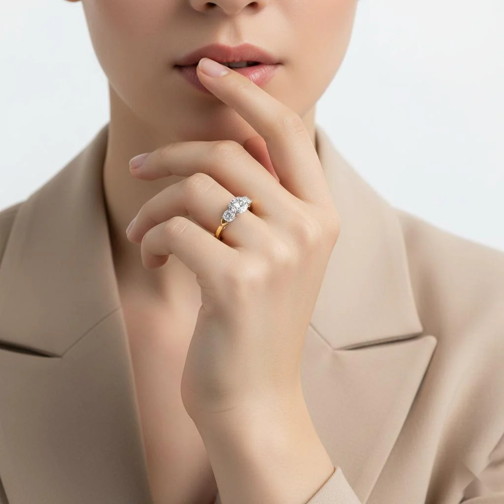 Cushion Three Stone With Twisted Shank Engagement Ring - Image 4