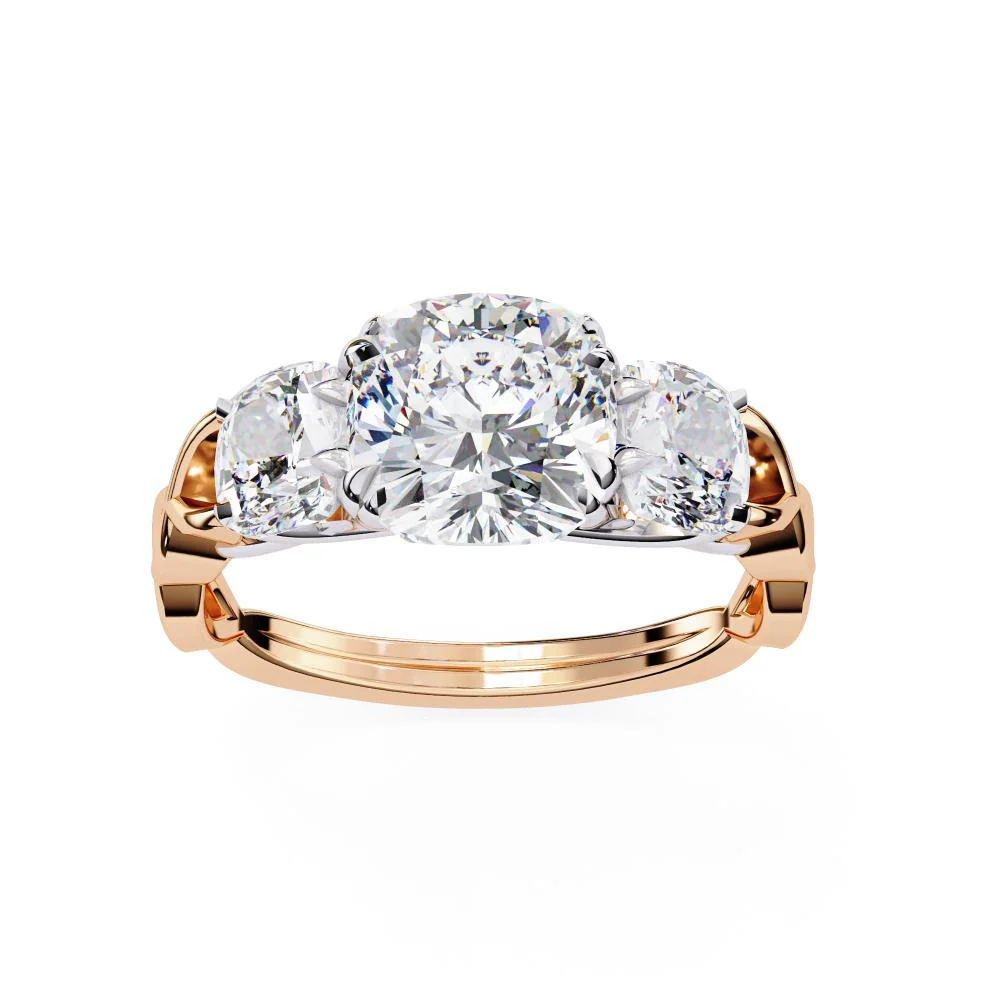 Cushion Three Stone With Twisted Shank Engagement Ring - Image 8